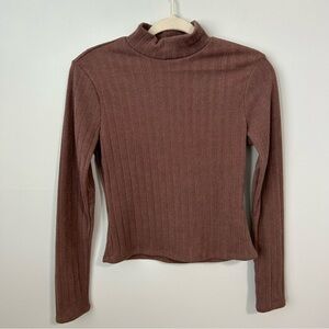 Gilli Brown Ribbed Fitted Cowl Neck Long Sleeve Top Sweater Women’s Size Medium